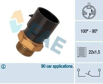 Термовимикач вентилятора OPEL ASTRA F, ASTRA F CLASSIC, ASTRA G, COMBO, CORSA B 1.2-2.0 09.91-01.05 FAE 36190