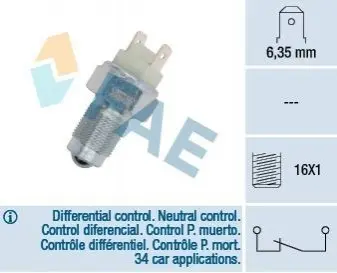 Вимикач світла задній хід RENAULT 12, 15, 16, 17, 18, 18 VARIABLE, 20, 30, 6, FUEGO 09.65-04.87 FAE 41040