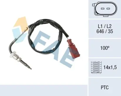 Датчик температури ВГ (перед сажевим фільтром) VW Golf VI 2.0 TDI 08-13 FAE 68002