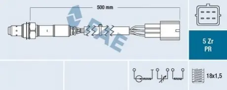 Лямбда-зонд (кількість дротів 5, 500мм) MAZDA 3, 5 1.8/2.0 10.03 FAE 75041 Купити в Україні