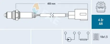 Лямбда-зонд (кількість дротів 4, 400мм) LEXUS CT, GS, IS III, NX TOYOTA AURIS, AVENSIS, COROLLA, PRIUS, PRIUS PLUS, RAV 4 IV, VERSO 1.6-2.5 01.07 FAE 75603