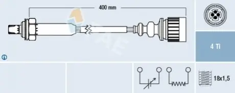 Лямбда-зонд (кількість дротів 4, 400мм) BMW 3 (E36) 2.0 01.91-11.99 FAE 77187