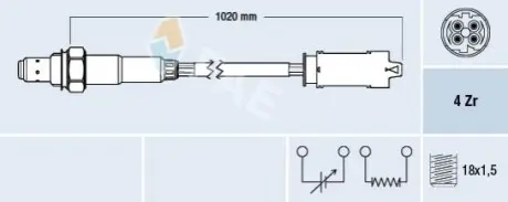 Лямбда зонд BMW 3 (E36/E46)/5 (E39/E60)/X3 (E83)/X5 (E53) 1.8-4.4 95-10 M44/N42/M54/M52 FAE 77238