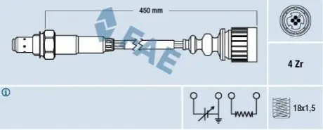 Лямбда зонд BMW 3 (E30/E36)/5 (E34)/7 (E32) 1.6-5.0 86-00 M20/M43/M40/M50/M42 FAE 77367