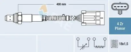 Лямбда-зонд (кількість дротів 4, 400мм) CHEVROLET AVEO / KALOS DAEWOO KALOS 1.4 09.02 FAE 77700