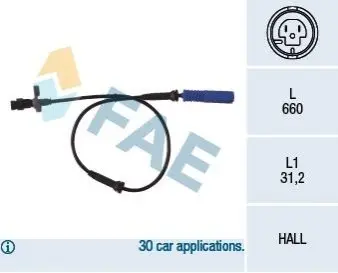 Датчик ABS (передній) BMW 5 (E39) 2.0i-4.5i 95-04 M47/M52/M54/M51/M57/M62 FAE 78045