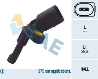 Датчик ABS (задній) Audi A3/Q3/TT/Skoda Octavia/SuperB/VW Golf/Jetta/Passat/Touran 1.2-3.6 03- (R) FAE 78101