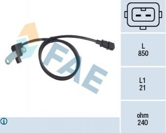 Датчик коленчатого вала, Датчик частоты вращения. FAE 79019 (фото 1)
