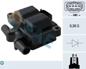Котушка запалювання SMART CABRIO, CITY-COUPE, CROSSBLADE, FORTWO, ROADSTER 0.6/0.7 07.98-01.07 FAE 80293