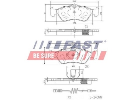 Колодки гальмові MERCEDES SPRINTER 95> 901-905 ЗАД 2-ДАТЧИКА FAST FT29018 (фото 1)