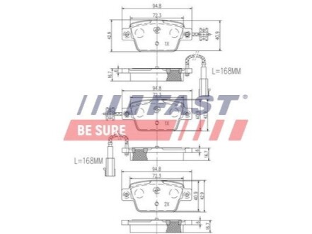 Комплект тормозных колодок задние FAST FT29082