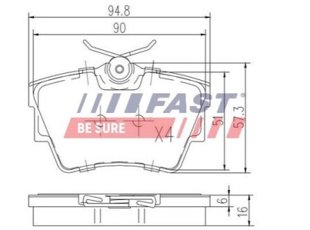 Гальмівні колодки дискові зад. Renault Trafic/Opel Vivaro 06- FAST FT29513