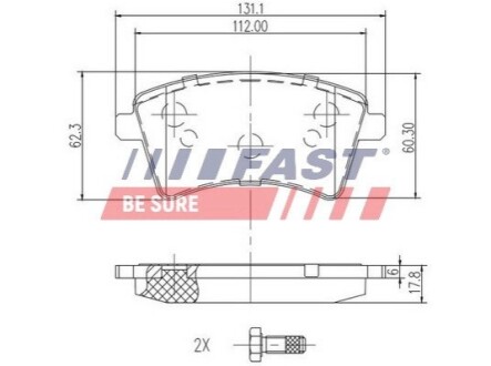 Колодки Гальмівні Renault Kangoo 08 Перед Без Датчика Long / 15-16" FAST FT29527 (фото 1)