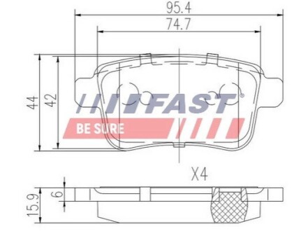 Гальмівні колодки дискові зад. Renault Kangoo II 08- FAST FT29528