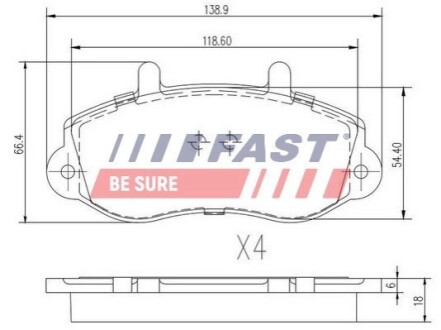 (R15)Гальмівні колодки дискові перед. Opel/Renault Movano/Master T28/Master T33/Master T35/Master FAST FT29539