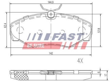 Гальмівні колодки дискові перед. Renault Trafic/Opel Vivaro 1.9DI 01- FAST FT29542