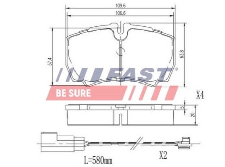 Гальмівні колодки (набір) FAST FT29544