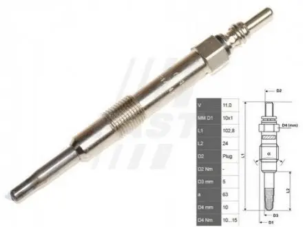 Свічка розжарювання Fiat Doblo 1.9JTD 01- FAST FT82703 Купити в Україні