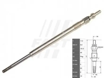 Свічка розжарювання Fiat Ducato 2.3JTD 02-06/ 3.0HDI 06- FAST FT82706 Купити в Україні