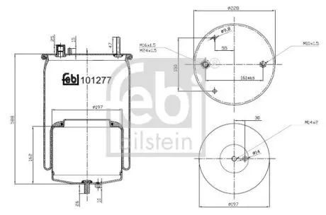 Пневмоподушка задн (діаметр: 197/229мм) VOLVO FH II, FH III, FM II, FM III, FMX II, FMX III 01.12 Febi Bilstein 101277 Купити в Україні