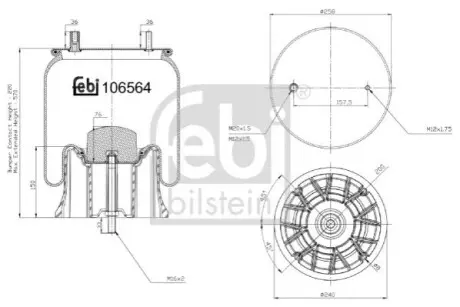 Пневмоподушка задн (діаметр: 240/258мм) SAF Febi Bilstein 106564 Купити в Україні