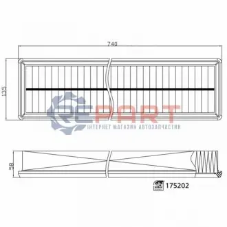 Фільтр повітряний (фільтруючий елемент) PORSCHE PANAMERA, PANAMERA SPORT TURISMO 2.9-4.0H 05.16 Febi Bilstein 175202 Купити в Україні