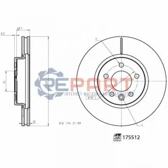 Диск гальмівний передн лів/прав VW AMAROK 2.0/2.0D/3.0D 12.10- Febi Bilstein 175512