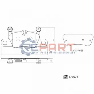 Комплект гальмівних колодок задн, PORSCHE 911, 911 TARGA, CAYENNE 2.9-4.0H 05.11 Febi Bilstein 175674