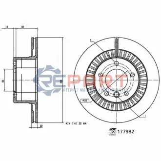 Диск гальмівний задн Лів/Прав MERCEDES G (W463) 5.5/6.0 05.12-04.18 Febi Bilstein 177982