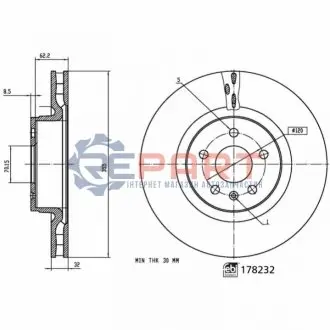 Диск гальмівний (передній) Tesla Model S/X 16- (355х32) FEBI BILSTEIN 178232 Купити в Україні