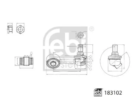 Тяга стабілізатора (переднього) (L) Mitsubishi L200 14 Febi Bilstein 183102 Купити в Україні