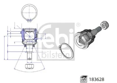 Опора шаровая (передняя/снизу) Hyundai Accent IV 10-/Veloster 11-17 (d=40.3mm) Febi Bilstein 183628