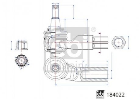 Наконечник тяги рульової (L) VW Caddy V/Skoda Octavia IV 20- FEBI BILSTEIN 184022 (фото 1)