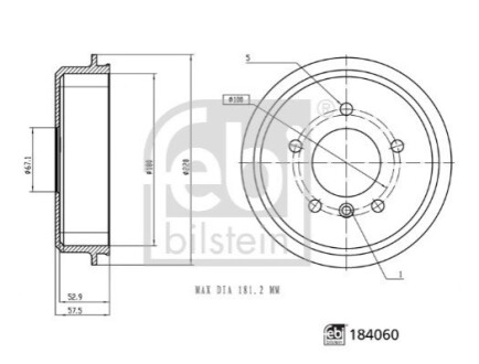 Гальмівний барабан FEBI BILSTEIN 184060