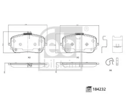 Тормозные колодки (передние) MB GLE-class (V167C167) 18-/GLS-class (X167) 19- Febi Bilstein 184232