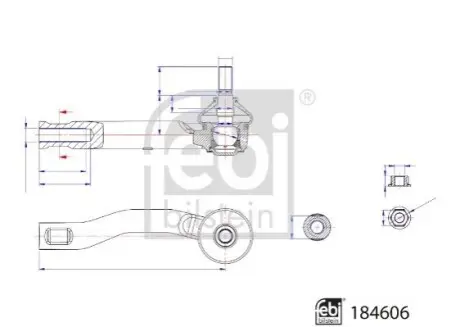 Рульовий наконечник Прав TOYOTA YARIS, YARIS VERSO 1.0-1.5 04.99-11.05 Febi Bilstein 184606
