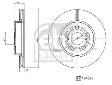 Диск гальмівний передн Лів/Прав MAZDA 2 TOYOTA YARIS 1.0/1.5/1.5H 02.20 Febi Bilstein 184696