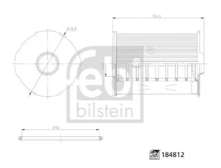 Масляний фільтр (з ущильнюючим кільцем) FIAT DUCATO 2.2D/2.3D 05.19 Febi Bilstein 184812