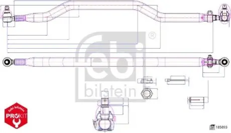 Рульова тяга поперечна (L-1485мм) IVECO EUROTRAKKER, TRAKKER I 01.93-12.12 Febi Bilstein 185893