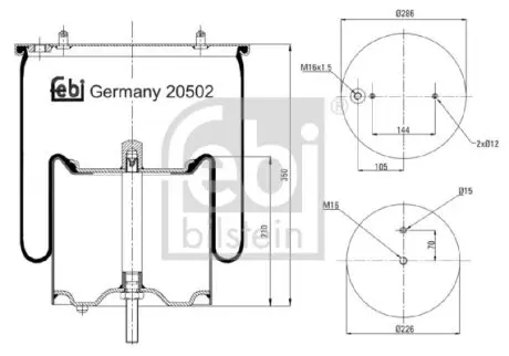Балон пневматичної ресори, пневматична підвіска Febi Bilstein 20502