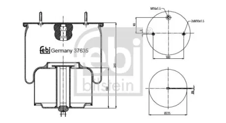 Пневмоподушка передн (діаметр: 227/258мм) VOLVO FH12, FM10, FM12, FM7, FM9 08.93 Febi Bilstein 37635 Купити в Україні