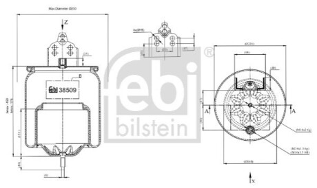 Пневморессора 6607 N P01 (со стаканом) FEBI BILSTEIN 38509