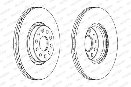 Гальмівний диск передній Лів/Прав AUDI A1, A3, A3 ALLSTREET, Q2, Q3, TT CUPRA FORMENTOR, LEON, LEON SPORTSTOURER SEAT ALHAMBRA, ALTEA, ALTEA XL, ATECA, LEON 1.0-Electric 03.99 FERODO DDF1305C Купити в Україні
