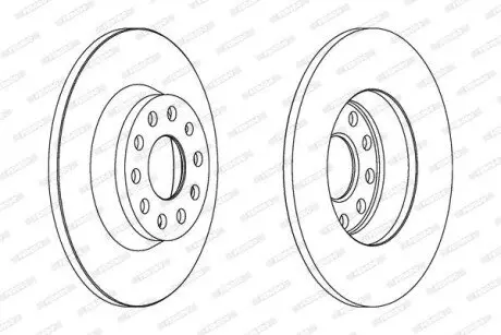 Гальмівний диск задній Лів/Прав AUDI A3, Q3 SEAT ALHAMBRA, ALTEA, ALTEA XL, LEON, TOLEDO III SKODA OCTAVIA II, SUPERB II, SUPERB III, YETI VW CC B7, EOS 1.2-3.6 02.03-06.24 FERODO DDF1306C Купити в Україні