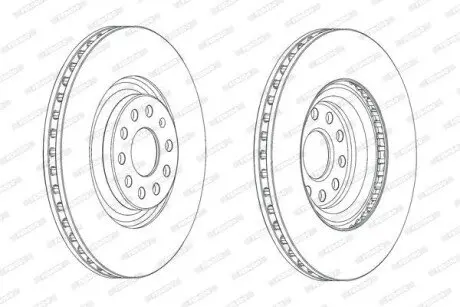 Гальмівний диск передній Лів/Прав AUDI A3, Q2, Q3, TT CUPRA ATECA, FORMENTOR, LEON, LEON SPORTSTOURER, TERRAMAR SEAT LEON, LEON SC, LEON ST, TARRACO 1.0-3.6 03.06 FERODO DDF2000C Купити в Україні