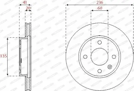 Гальмівний диск переднійЛів/Прав OPEL KARL 1.0 01.15-03.19 FERODO DDF2688C