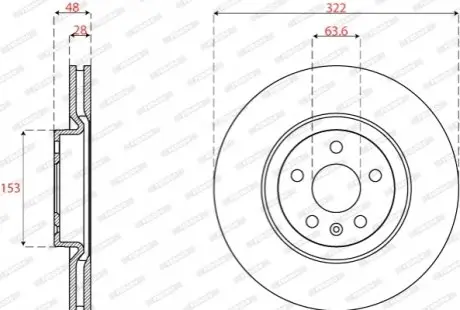 Гальмівний диск переднійЛів/Прав MAN TGE VOLVO S60 III, S90 II, V60 II, V90 II, XC40, XC60 II LYNK & CO 01 1.5-Electric 03.16 FERODO DDF2693C