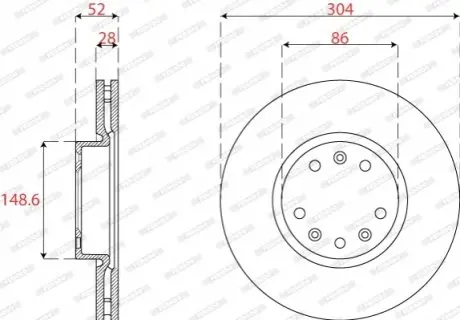 Гальмівний диск переднійЛів/Прав CITROEN JUMPY III, SPACETOURER OPEL VIVARO C, ZAFIRA LIFE PEUGEOT EXPERT, TRAVELLER TOYOTA PROACE, PROACE VERSO 1.5D-Electric 02.16 FERODO DDF2782C