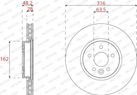 Диск гальмівний передн Лів/Прав JAGUAR XE, XF II 2.0/2.0D 03.15 FERODO DDF2794C