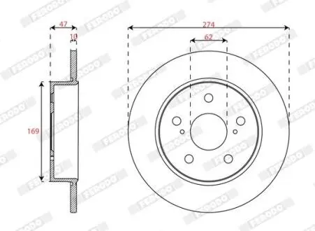 Гальмівний диск задній Лів/Прав TOYOTA COROLLA 1.2-2.0H 10.18 FERODO DDF3028C